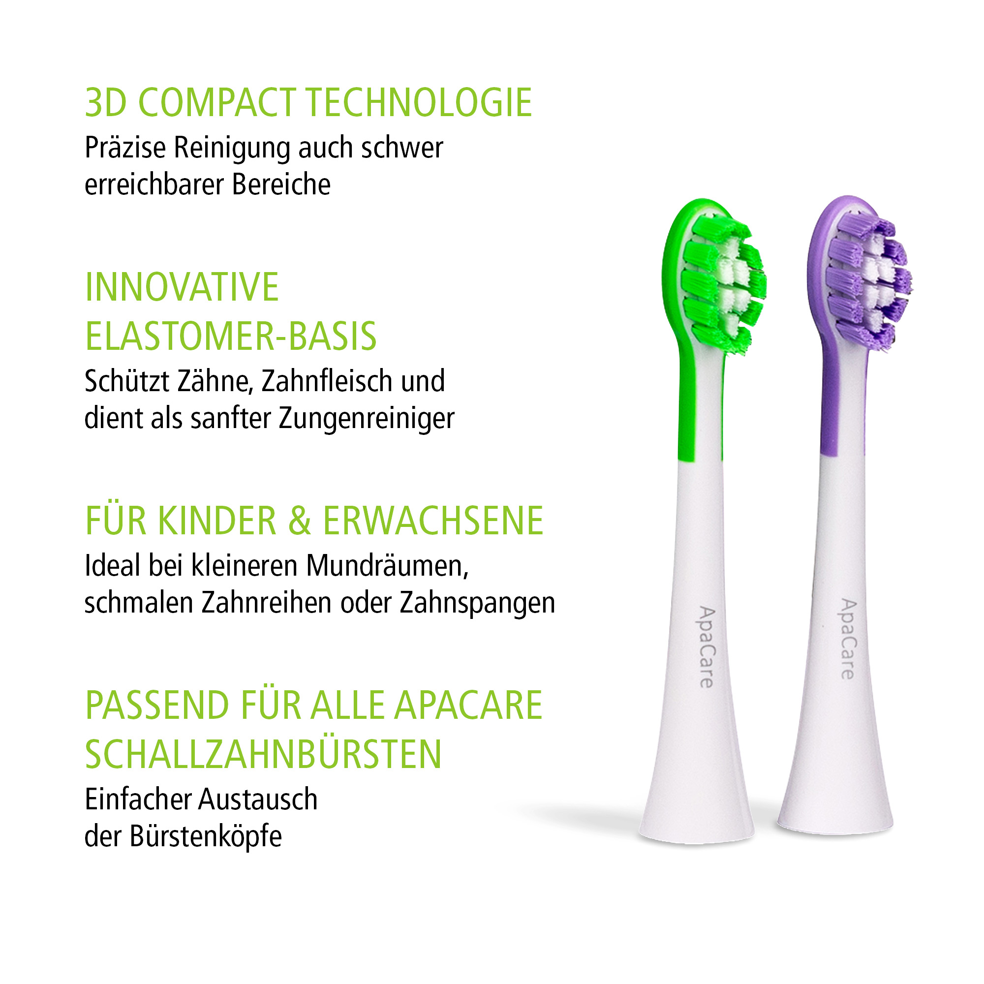 Têtes de brosse 3D Compact, lot de 2